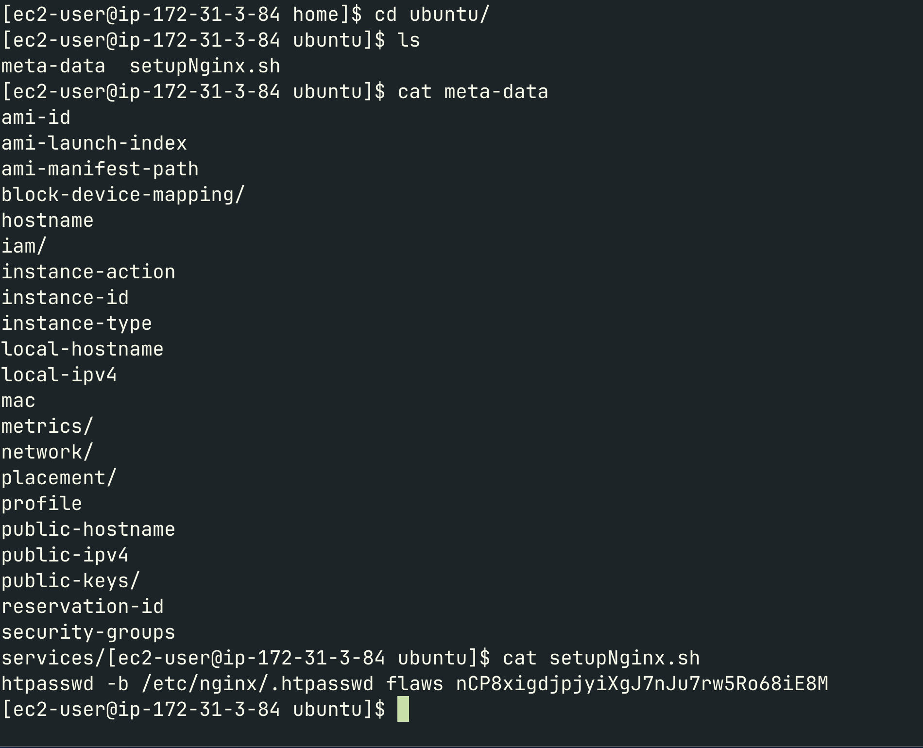 setupNginx.sh avec le mot de passe