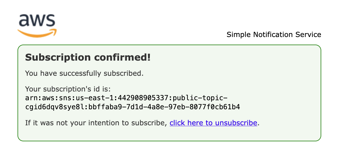 Page de confirmation SNS