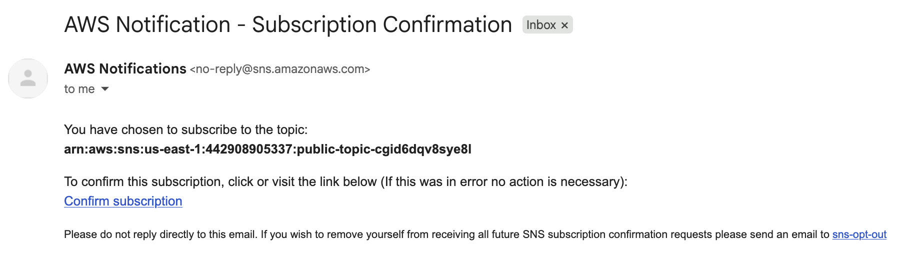 Email de confirmation d&rsquo;abonnement SNS